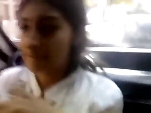 Indian Beautiful cute Awesome baby breast feed n give blowjob to bf in car