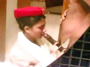 Oriental stewardess was bored and I entertained her with my dick