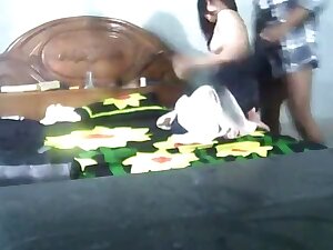 Indian cute girl with bf at home