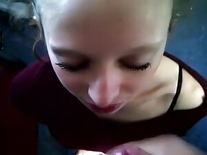 jerking off whilst watching her delicious face cumming in her throat