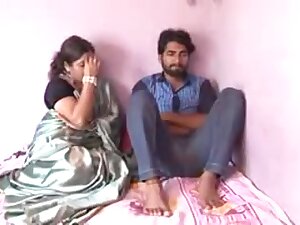 Satin silk saree aunty romance