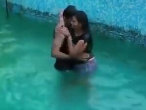 Indian aunt in pool bra and panty