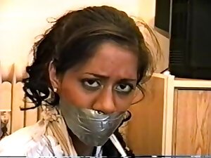 Indian girl wrap gagged and bound