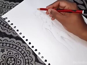 She Gets Orgasm When Painting Herself Nude. With Pussy & Boob Rubbing..desi Bhabhi Indian!!