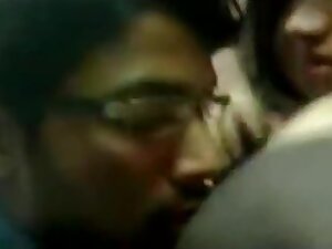 Indian sucking college girl boobs