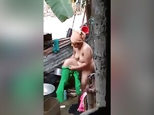 Desi Bhabhi Outdoor Bathing Record In Hidden Cam