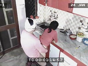Owner And Maid Caught In Kitchen. Blowjob And Hard Fuck