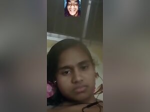 Cute Desi Girl Showing Her Boobs To Lover On Video Call