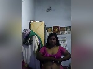 Exclusive- Desi Tamil Bhabhi Wearing Cloths