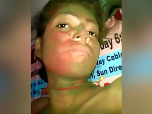 Slim House Wife Enjoy Home Sex With Her Husband On Holi