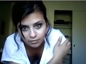 Stunning dark brown hair college hotty loves to tease me on web camera