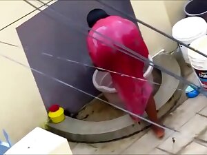Aunty In Red Nighty Shower