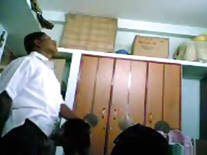 Indian girl blows her bf's dick and lets him play with her tits, while he fucks her doggystyle.