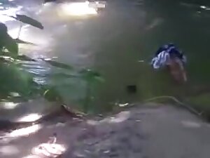 bangla girl rina bathing in pond