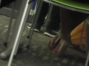 College indian sandals at library