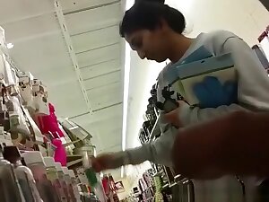 Exhibitionist man cock out in supermarket