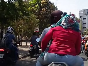 Indian hot ass girl on bike