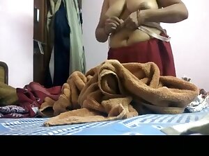 Chubby indian woman dressing