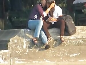 Indian Lesbian Babes Smooch Publicly
